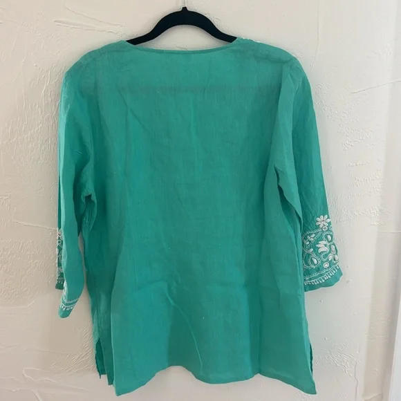 🌟 Charter Club 100% Linen Embroidered Tunic – Size Large 🌟 - Picture 3 of 5